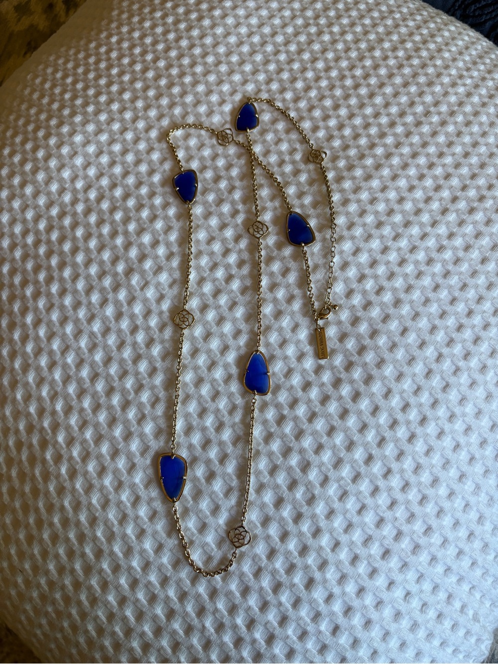 Kendra Scott Gold Chain Necklace with Blue Gemstone Accents